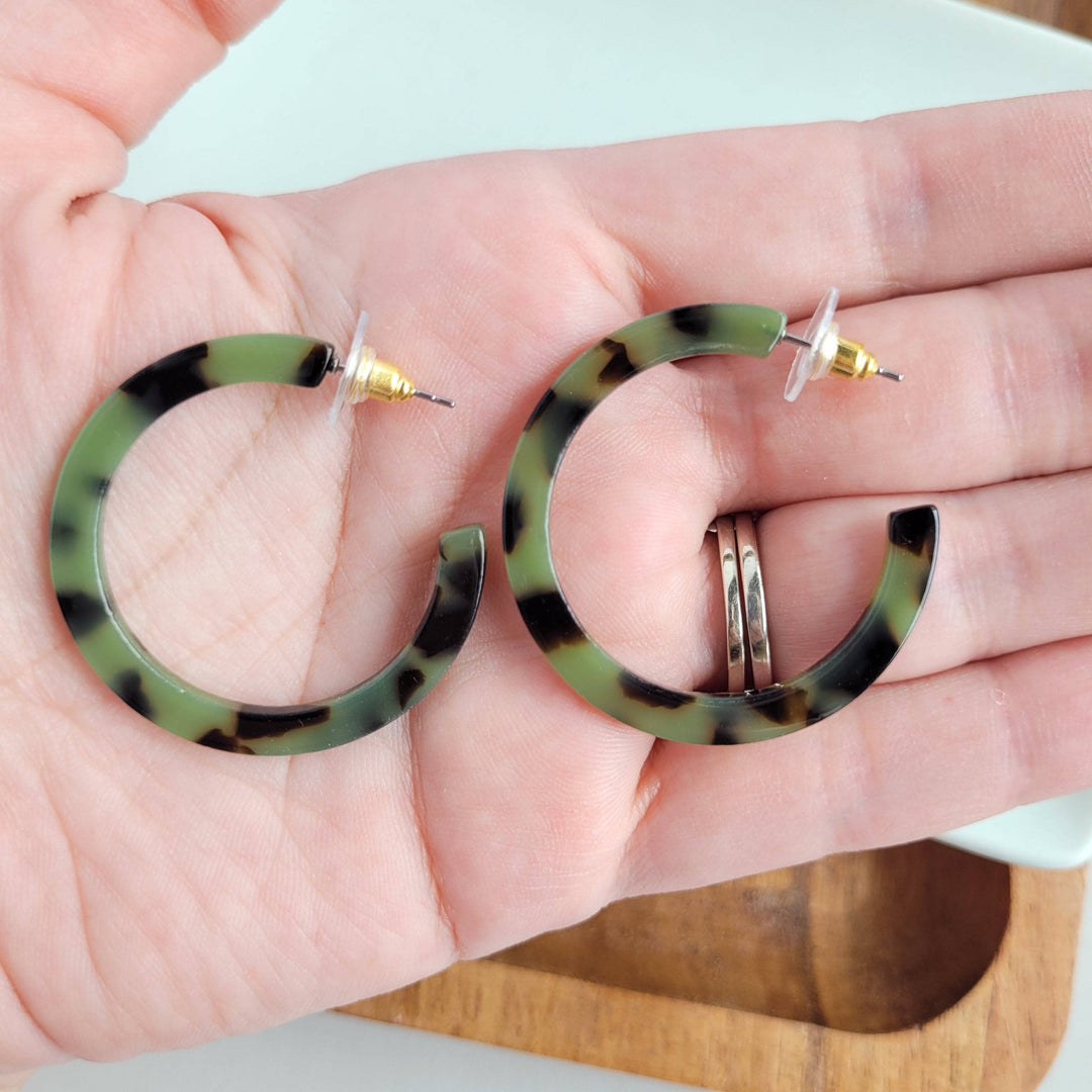 Camy Hoops - Olive Tortoise // Jewelry, Earrings, Fall SS236