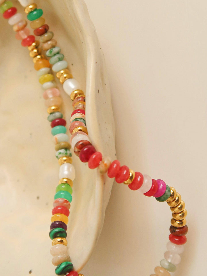 Sunny Non-Tarnish Boho Color Beaded Necklace FLA04