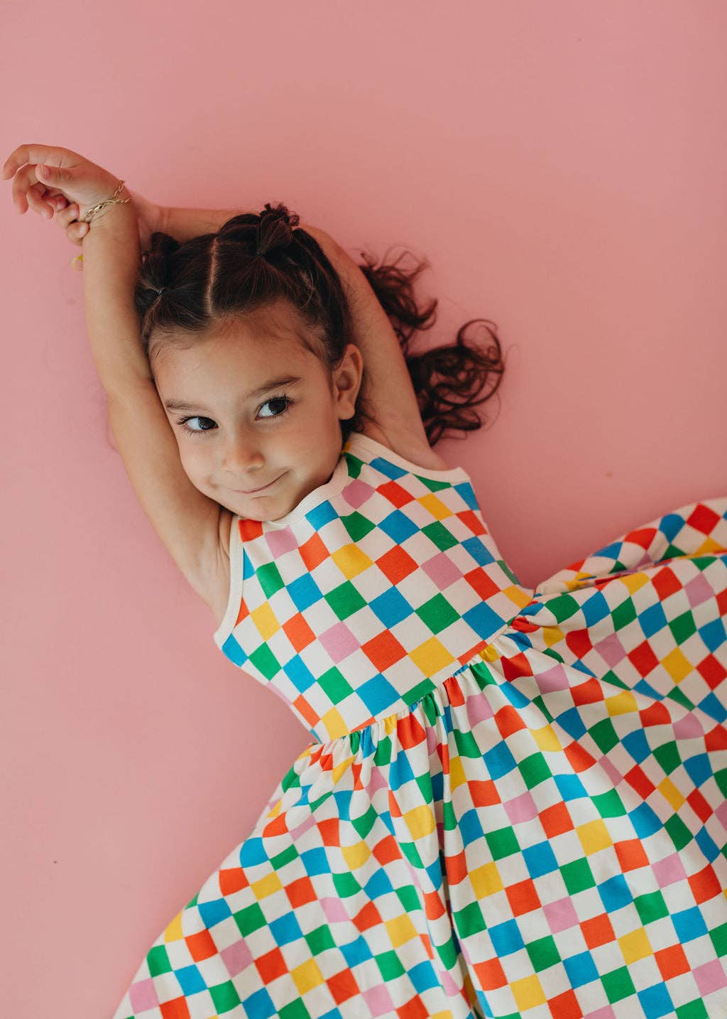 Sleeveless Twirl Dress in Party Checkers GAK22