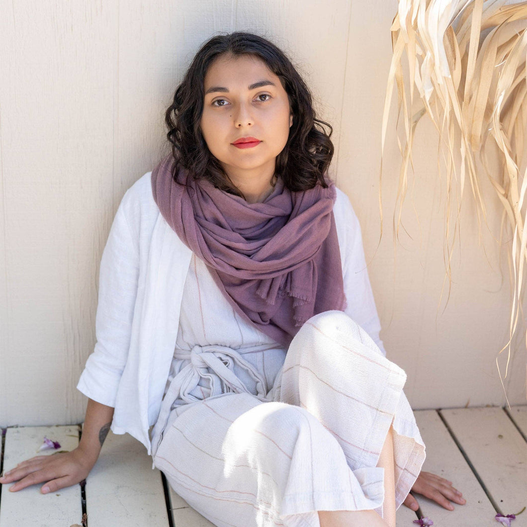 Antique Rose Pink 100% Cashmere Wrap - Hand Dyed Soft Scarf