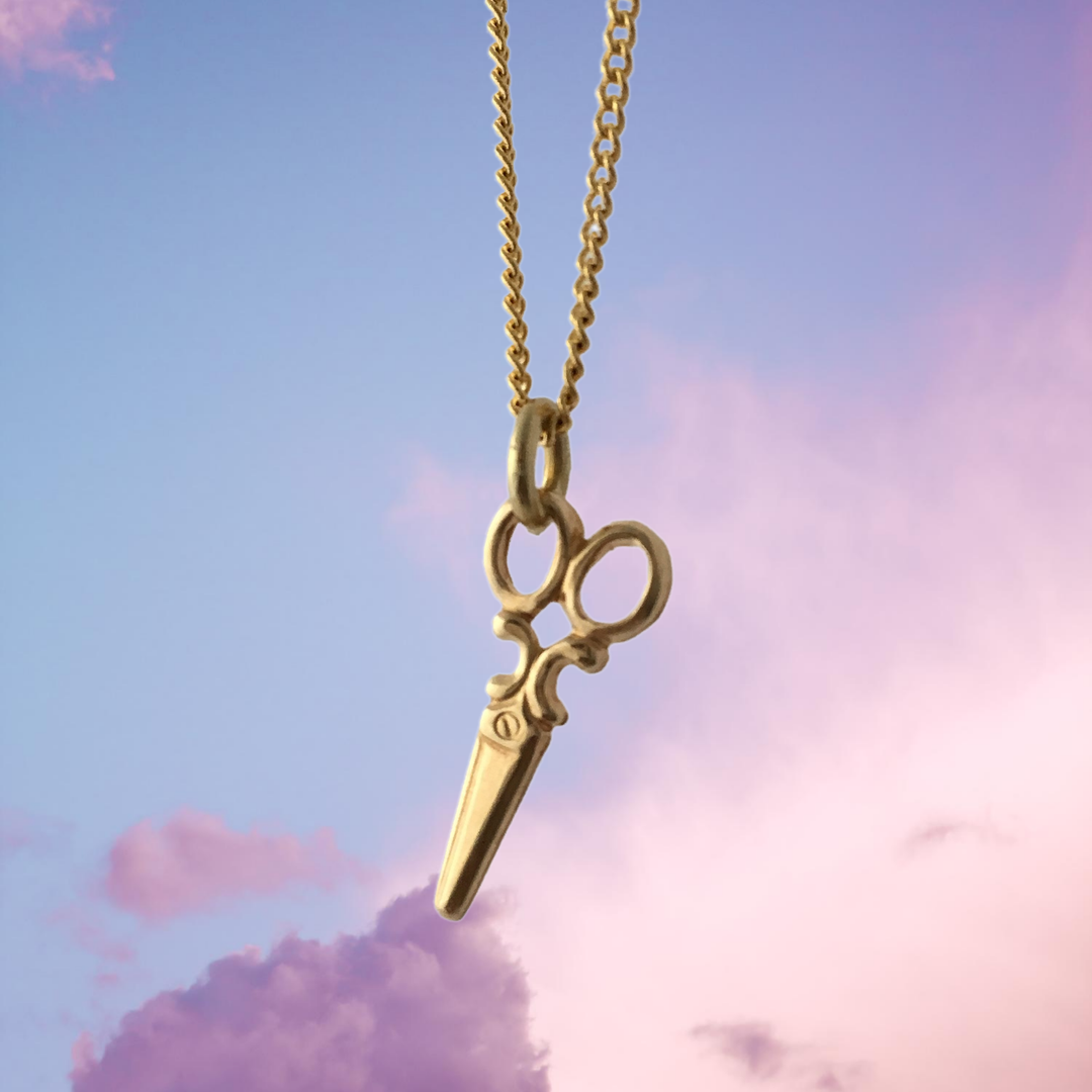 Scissors Necklace on 16" or 24" Gold Plated Chain SG24