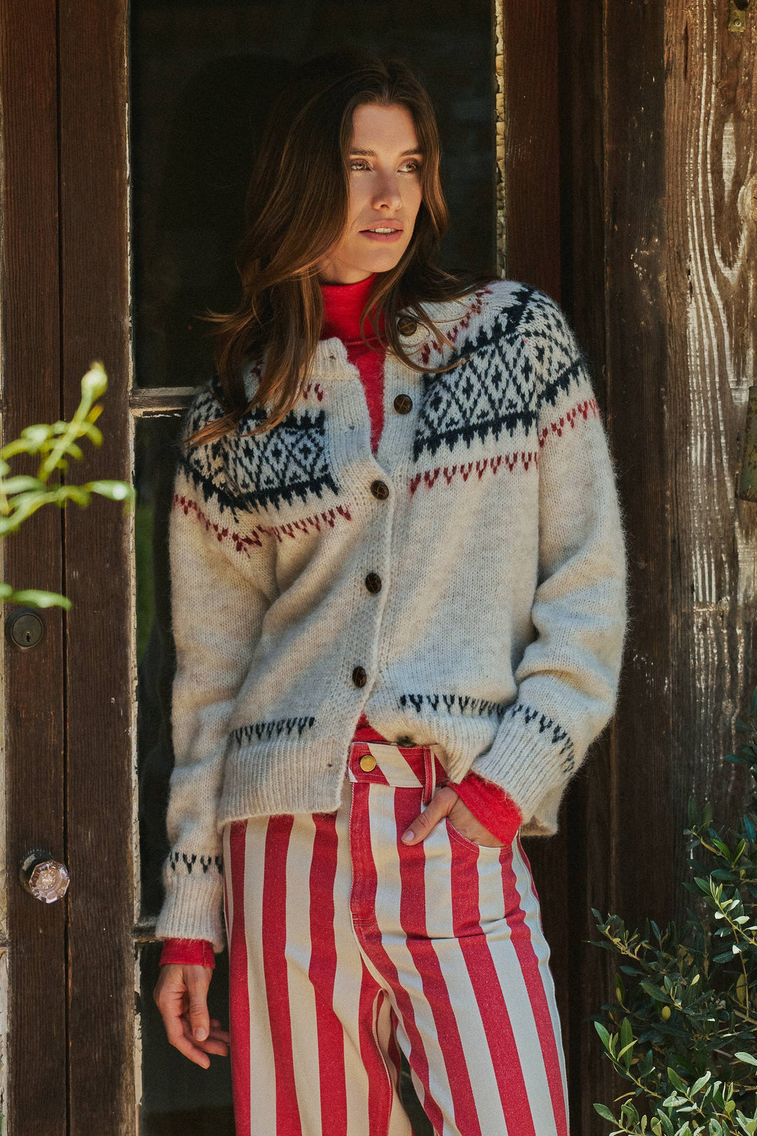 Fair Isle Nordic Toggle Knit Cardigan