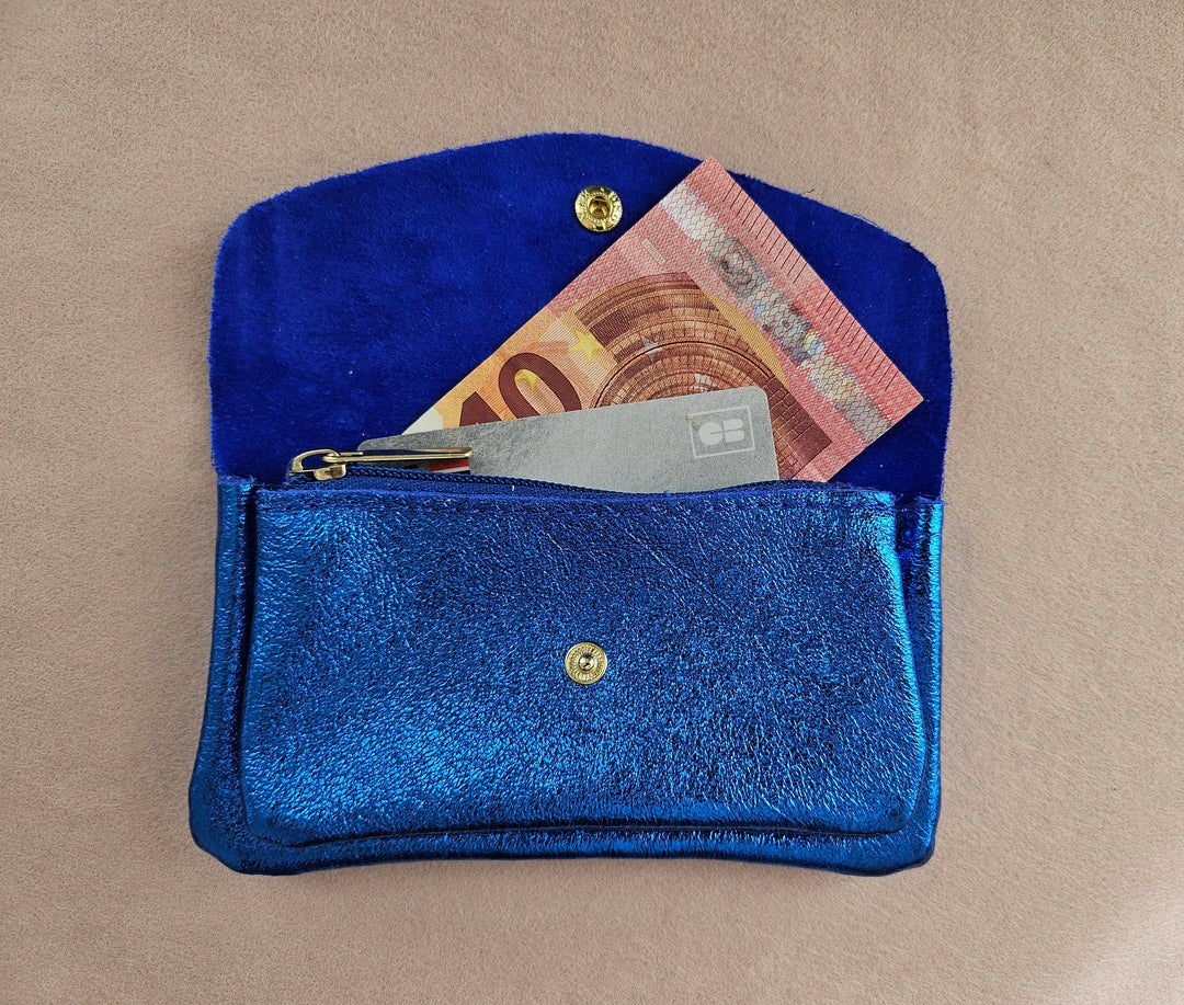 Kangaroo double pocket cowhide leather wallet: Navy RM22