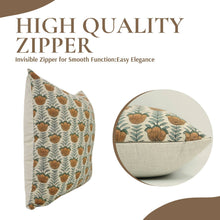 Load image into Gallery viewer, Floral Block Print Linen Blend Pillow Cover - Lotus FB04