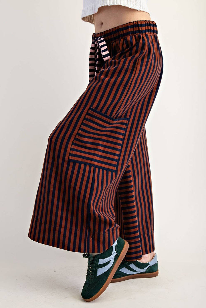 PL7632 - STRIPED SIDE POCKET PANTS