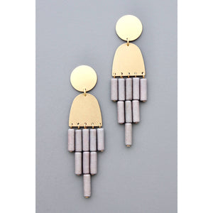 HYLE74 Geometric gray post earrings