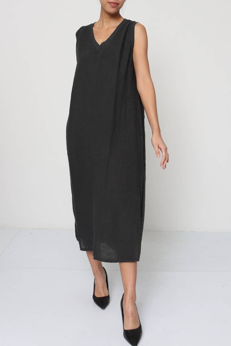 Sleeveless Short Dresses in 100% Linen LL776