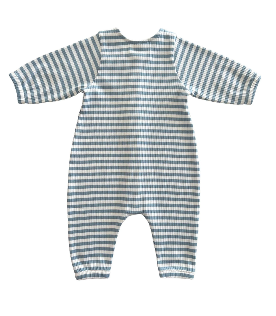 Dusty Blue Stripe / Organic Ribbed Long Sleeve Bay Jumpsuit SIIX