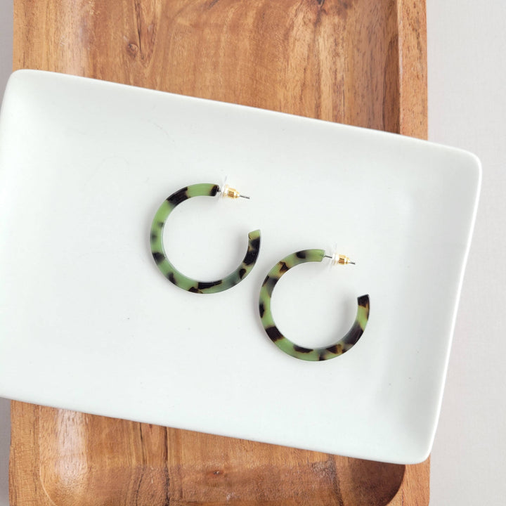 Camy Hoops - Olive Tortoise // Jewelry, Earrings, Fall SS236