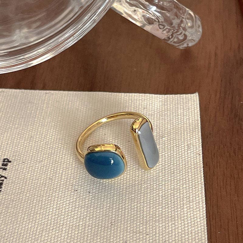 Simple Enamel Open Statement Stackable Ring in Solid Copper