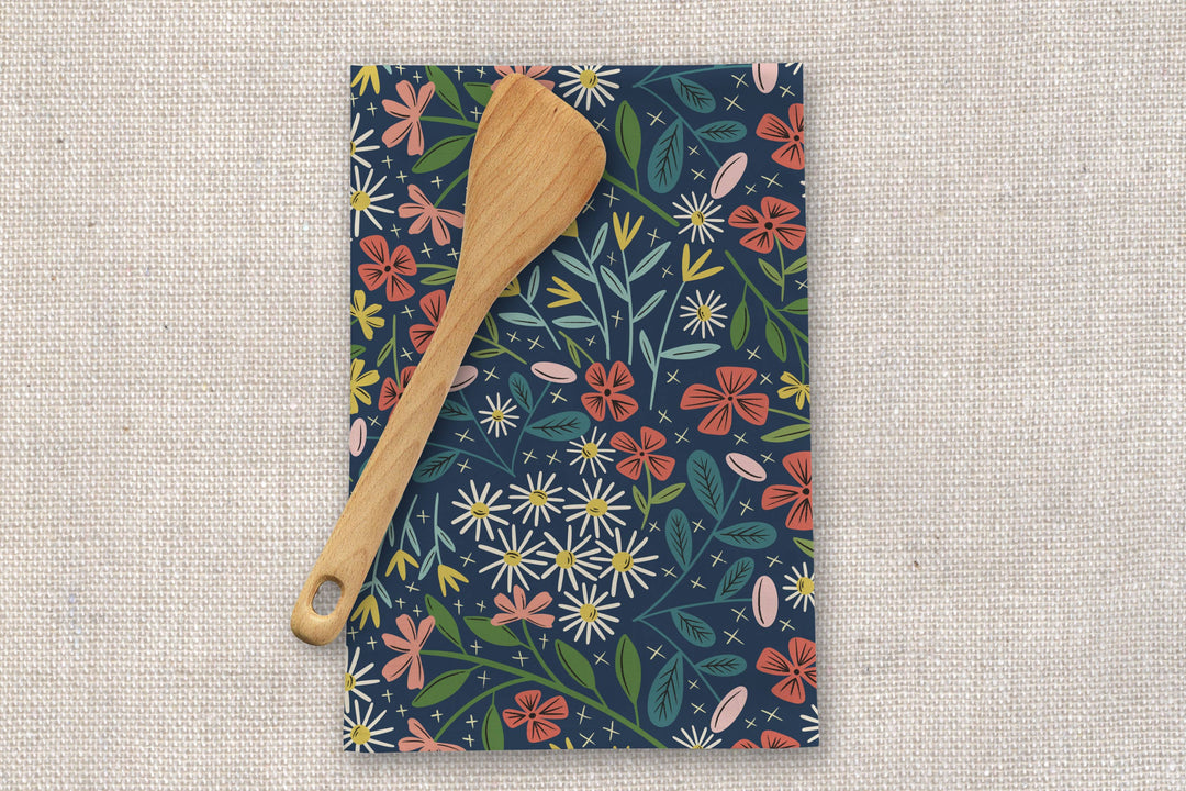 Overflow Garden Navy Tea Towel RJB05