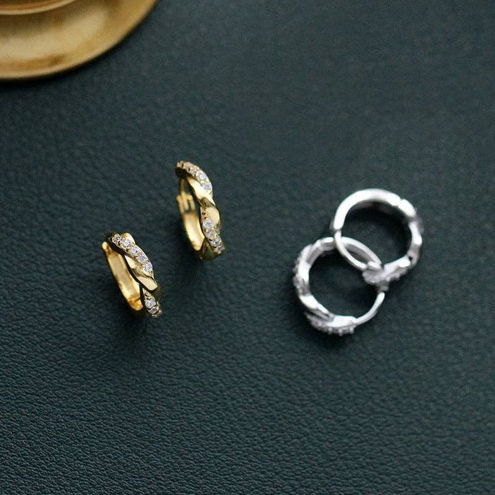 Dainty Twisted Huggie Hoop Earrings in 925 Sterling Silver