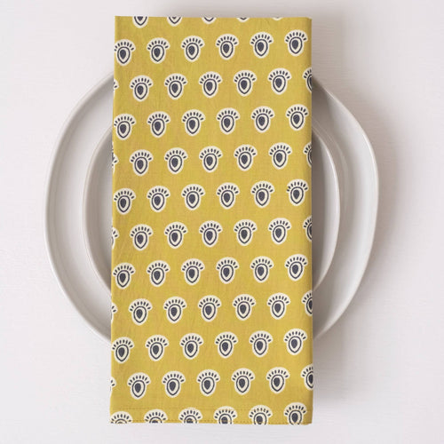 Lasko Mustard Block Printed Napkins - set of 4 GM18