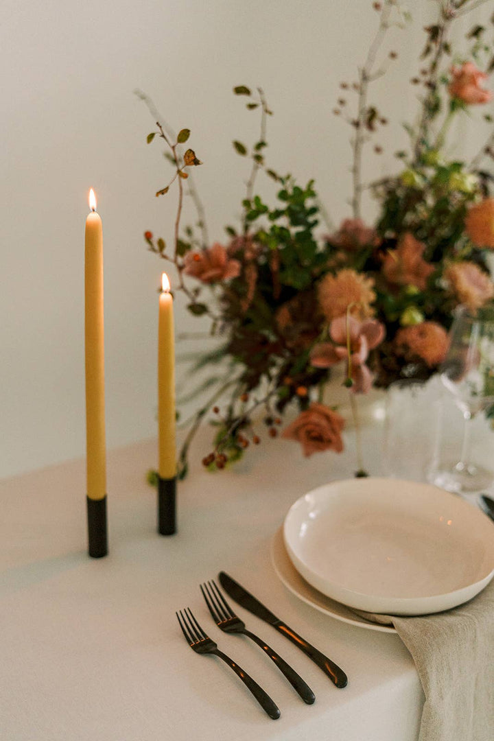 Natural Gold | Dipped Beeswax Taper Candles | All Natural