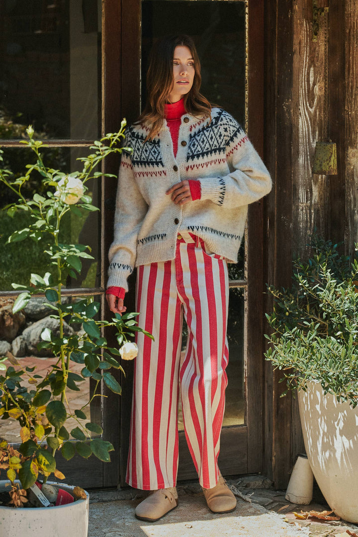 Fair Isle Nordic Toggle Knit Cardigan