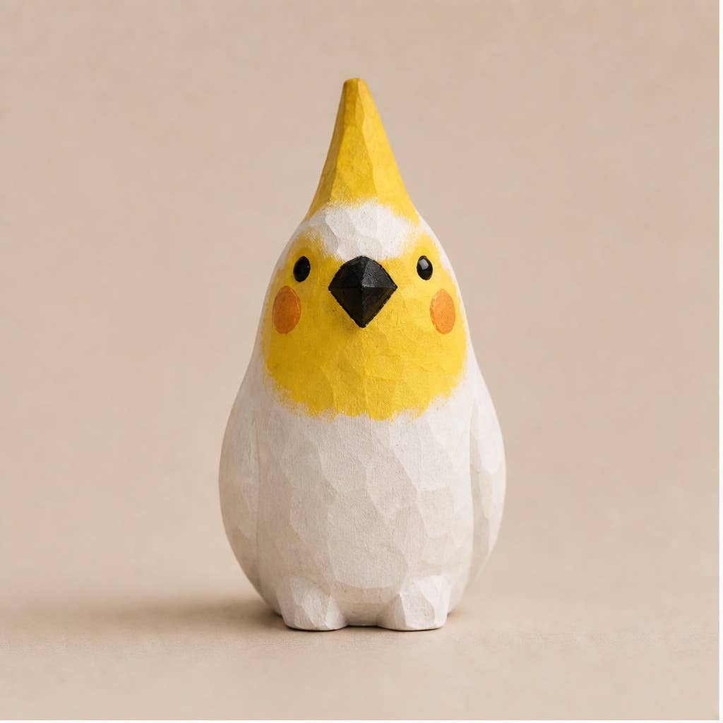 Hand-Carved and Painted Basswood Songbird Figurine