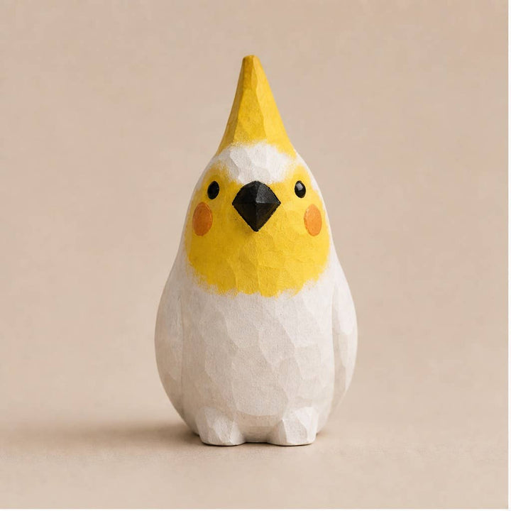 Hand-Carved and Painted Basswood Songbird Figurine