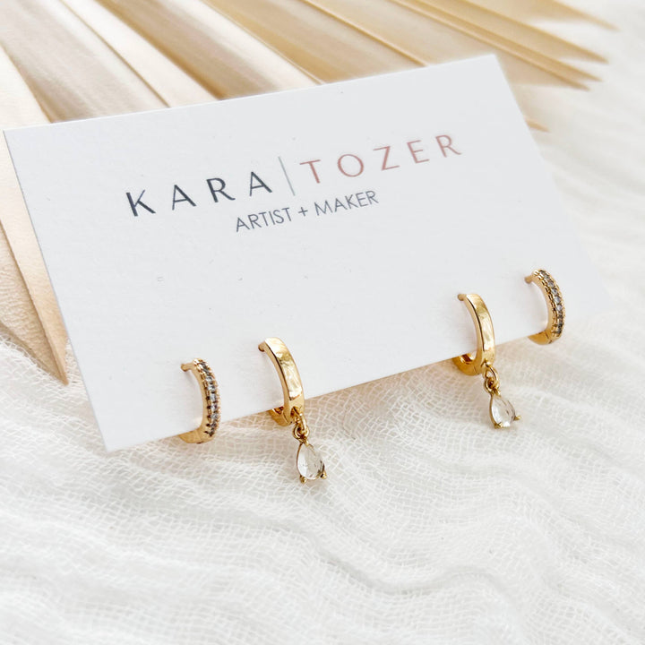Dainty Crystal Teardrop Stacking Set 