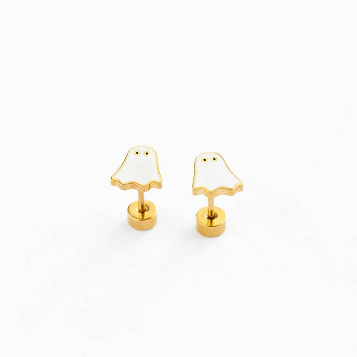 Ghost Earring - Hypoallergenic, Flat Back, Girl Gift PPE25