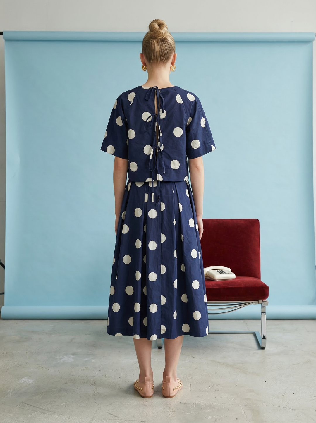 Polka Dot Back-Tie Top HS223