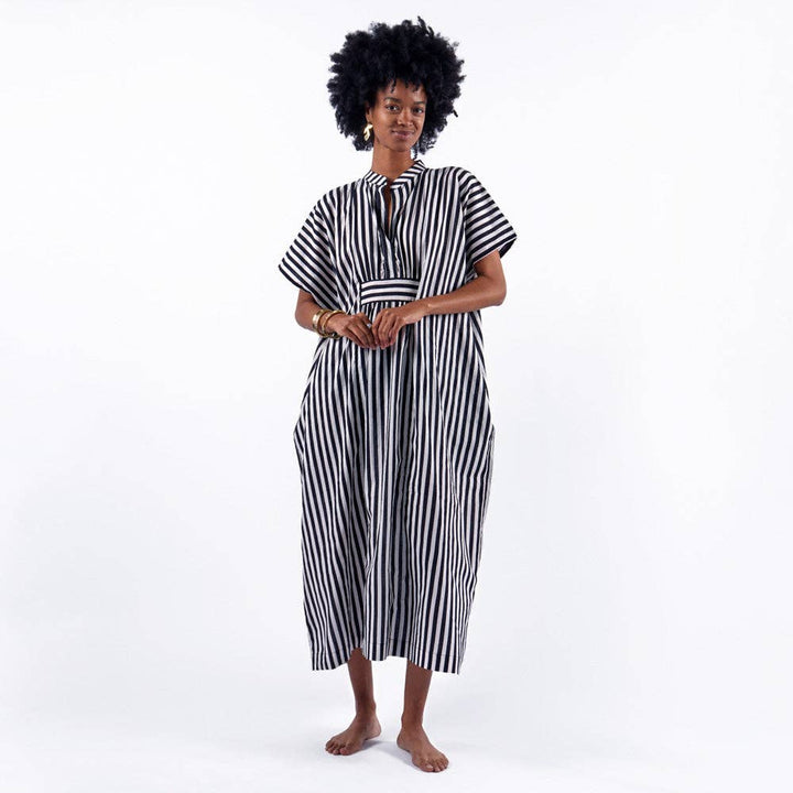 Margot Stripe Kaftan Black + White INK93