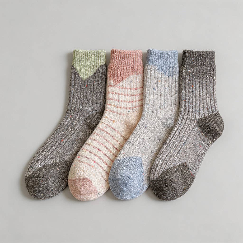 Speckled Yarn Colorblock Crew Socks