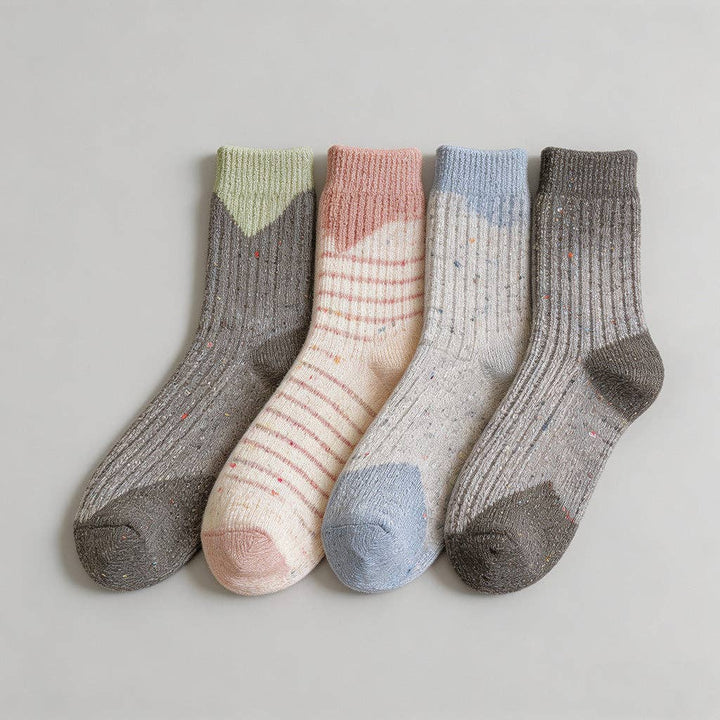Speckled Yarn Colorblock Crew Socks