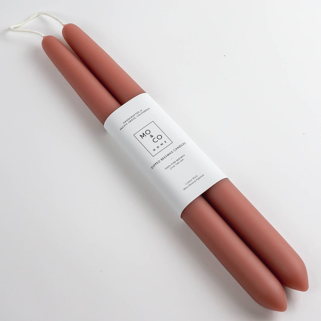 Terra Cotta | Dipped Beeswax Taper Candles | All Natural