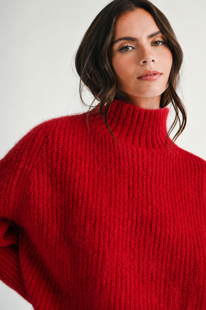 348K Soft Brushed Mock Neck Sweater