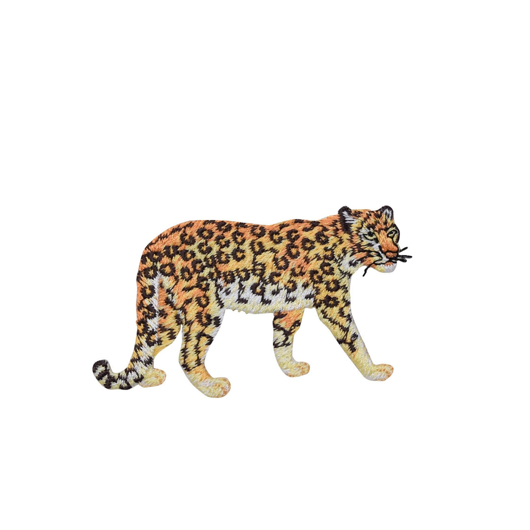 Natural Leopard - Full Body - Walking Right - Iron on Applique - Embroidered Patch - 155474A