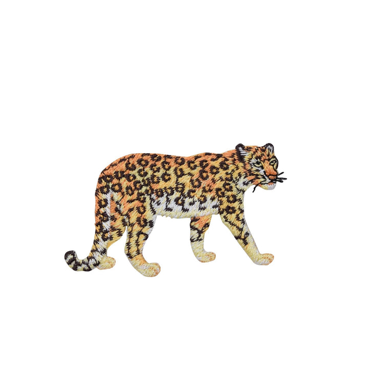 Natural Leopard - Full Body - Walking Right - Iron on Applique - Embroidered Patch - 155474A