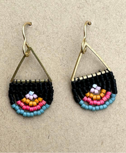 Load image into Gallery viewer, Beaded Arch Earrings - Black Rainbow