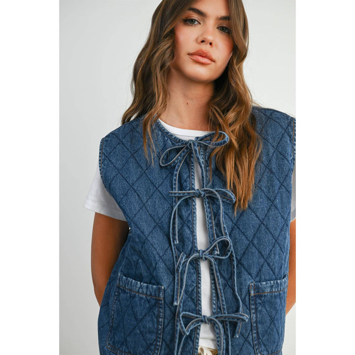 Quilted Tie-Front Vest - BMJ8086