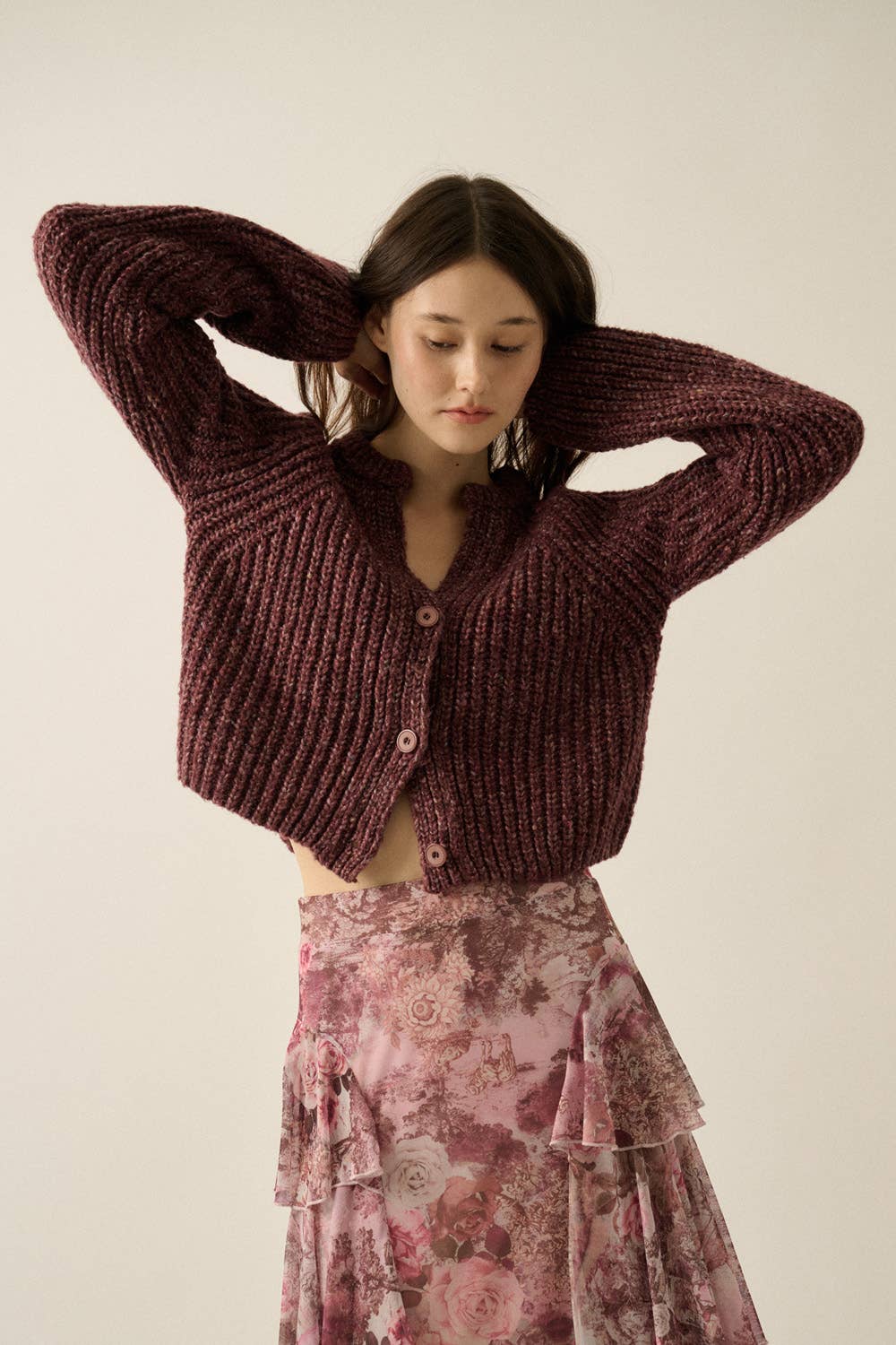 Confetti Button-Front Cardigan Sweater UT28