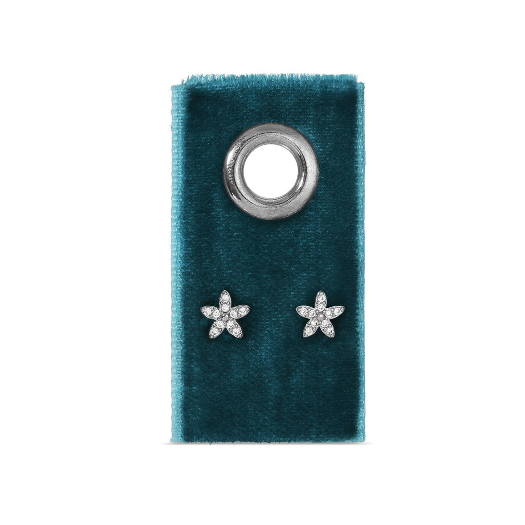 Pavé Flower Studs On Velvet Tag SP923