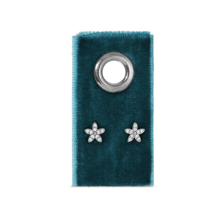 Pavé Flower Studs On Velvet Tag SP923