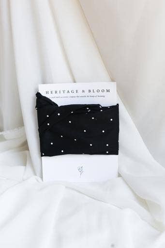 Black with White Polka Dots Headwrap HH29
