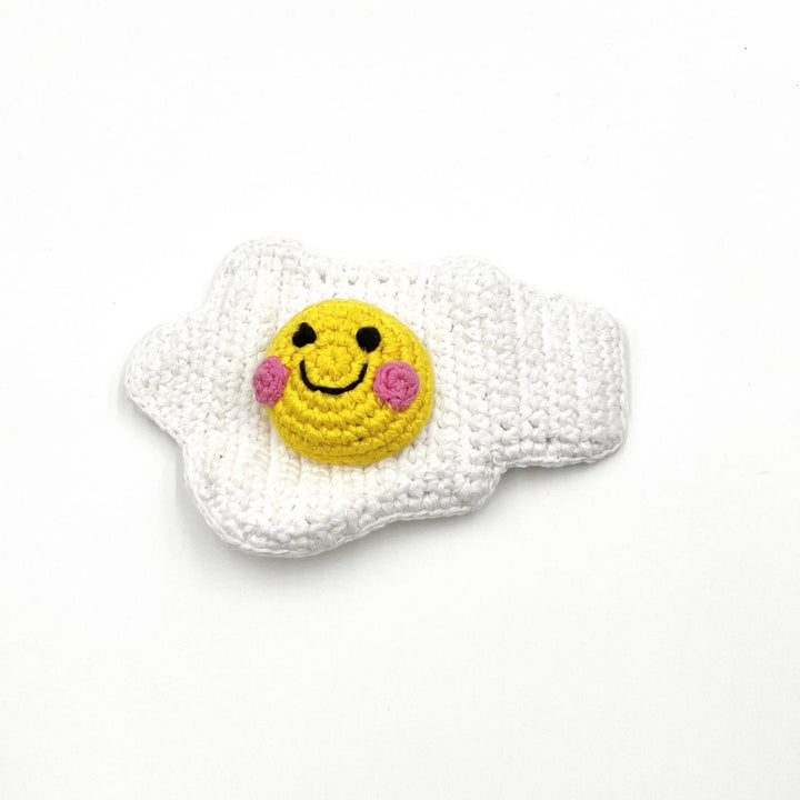 Sunny-Side-Up Egg Rattle – Handmade Organic Cotton Baby Toy