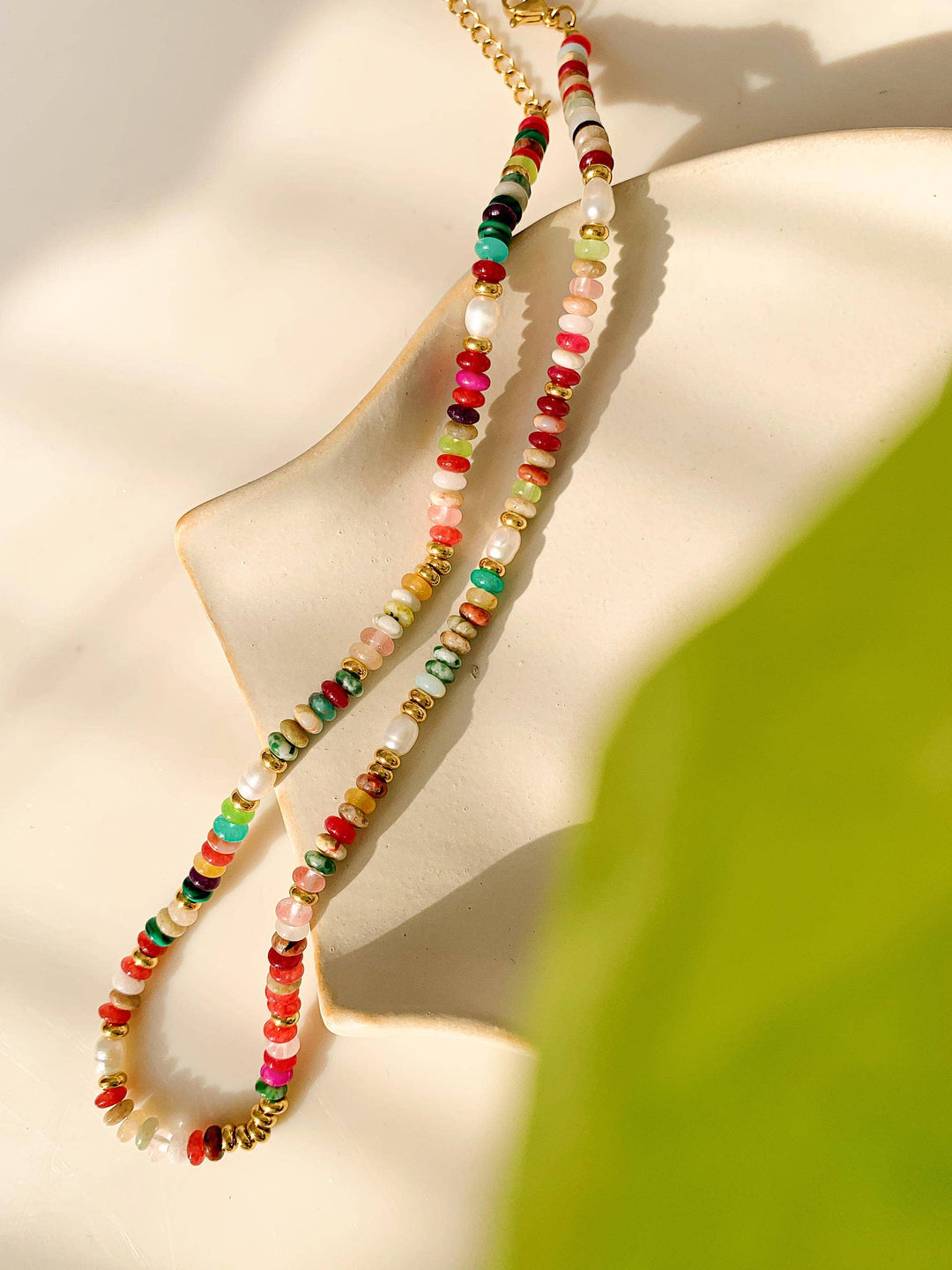 Sunny Non-Tarnish Boho Color Beaded Necklace FLA04
