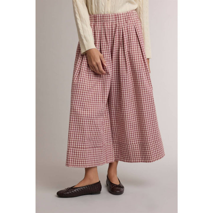 GINGHAM WIDE LEG PULL ON PANTS / WL26