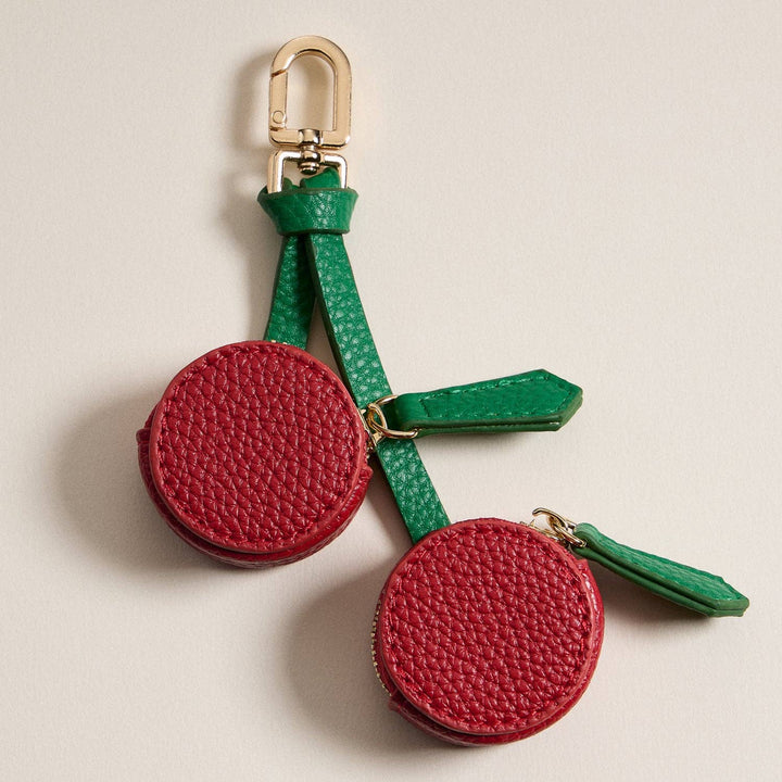 Cherry Bag Charm with Double Zipper Pouches FR101