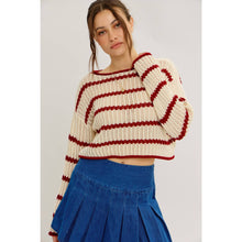 Load image into Gallery viewer, LAID BACK STAPLE STRIPE COTTON SWEATER WITH CONTRAST TRIM