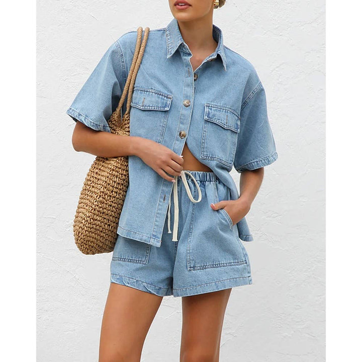 Short sleeve and shorts Denim set