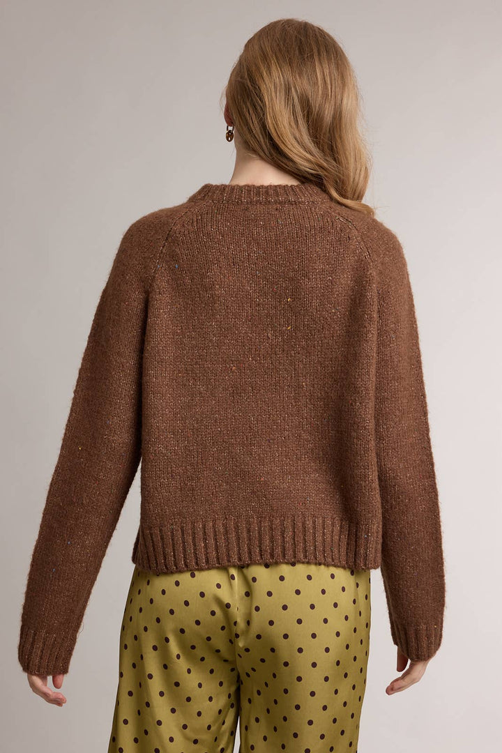SPECKLED SOFT KNIT CREWNECK SWEATER / WL26