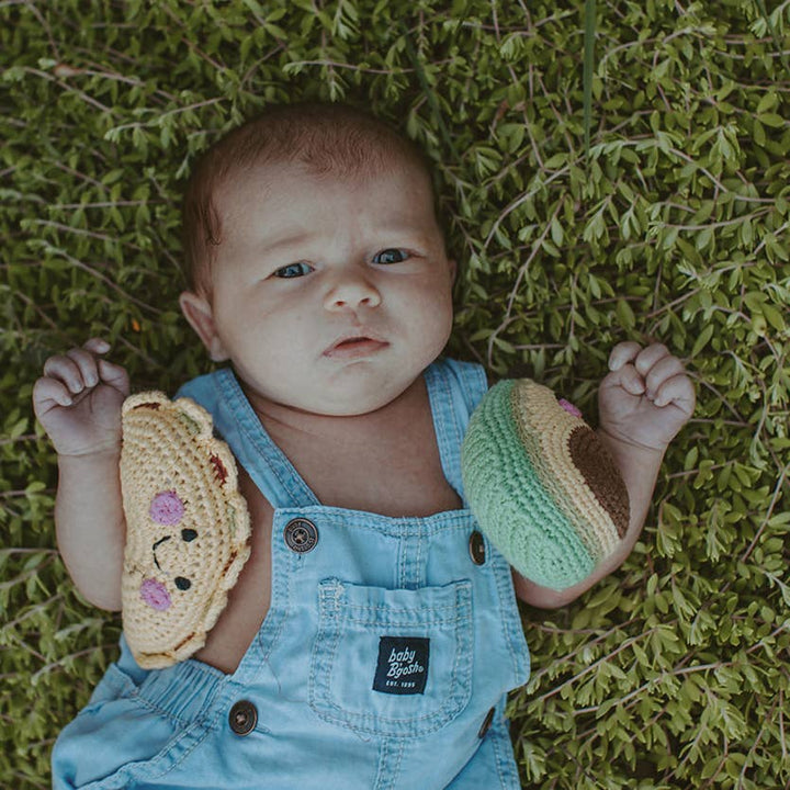 Handcrafted Happy Taco Baby Rattle - Organic Cotton Crochet