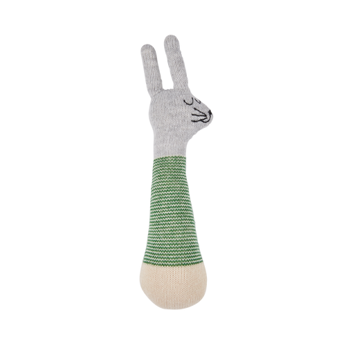 Cotton Knit Baby Rattle Toy - Rabbit Green