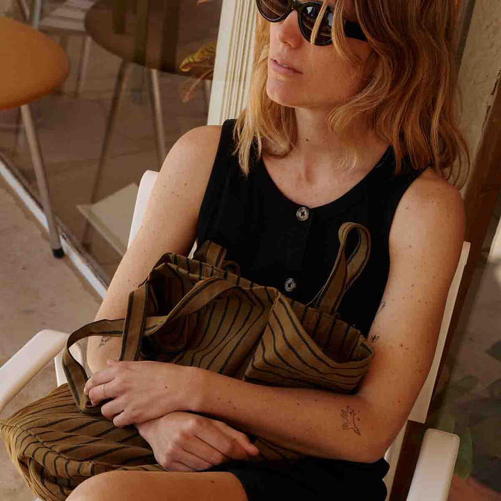 ELISABETH TOTE BAG TENNIS BLACK /  OLIVE