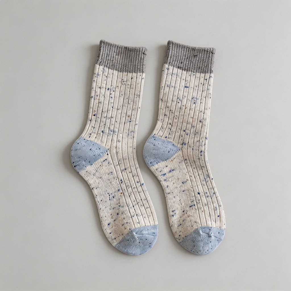 Speckled Yarn Colorblock Crew Socks