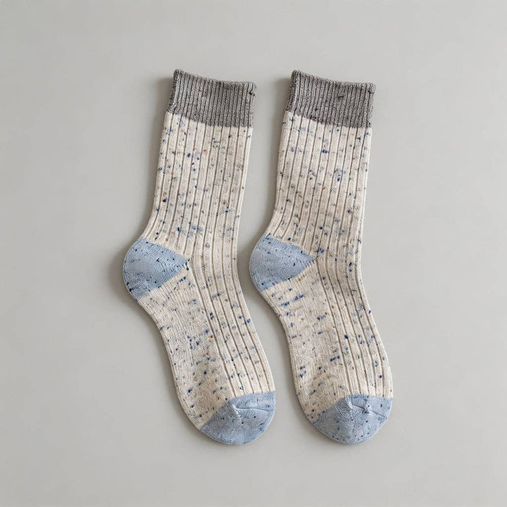 Speckled Yarn Colorblock Crew Socks