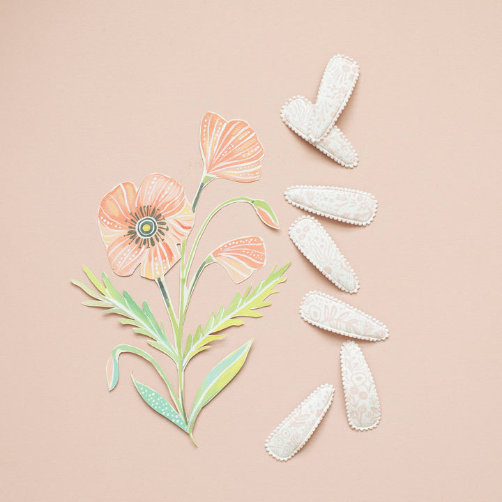 Rosa Pink Floral Fabric Hair Clips FC96